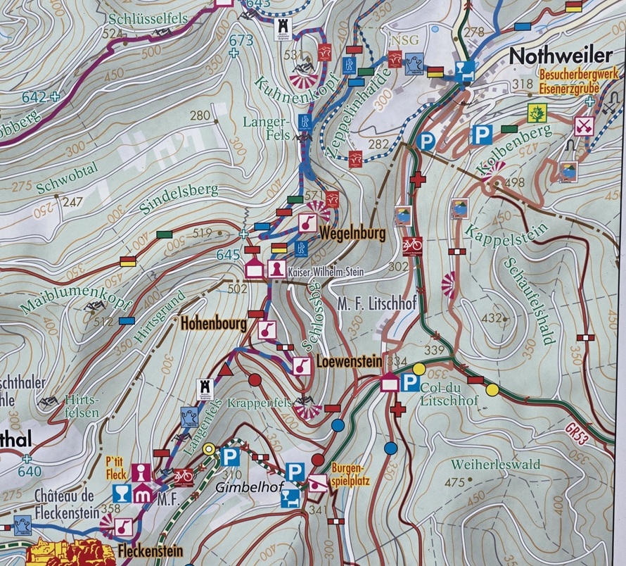 Nothweiler und die Vier Burgen auf der Wanderkarte